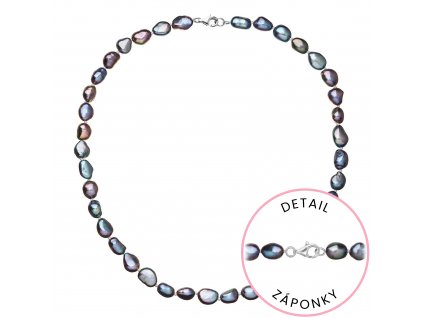 Perlový náhrdelník z říčních perel se zapínáním z bílého 14 karátového zlata 822027.3/9260B peacock