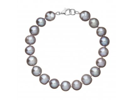 Perlový náramek z říčních perel se zapínáním z bílého 14 karátového zlata 823010.3/9260B grey