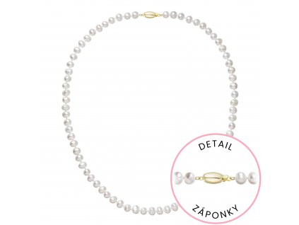 Perlový náhrdelník z říčních perel se zapínáním ze 14 karátového zlata 922001.1/9271A bílý