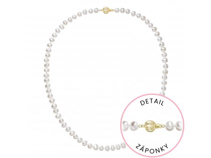 Perlový náhrdelník z říčních perel se zapínáním ze 14 karátového zlata 922001.1/9272A bílý