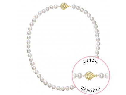 Perlový náhrdelník z říčních perel se zapínáním ze 14 karátového zlata 922003.1/9264A bílý
