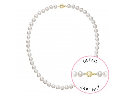Perlový náhrdelník z říčních perel se zapínáním ze 14 karátového zlata 922003.1/9272A bílý