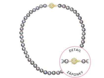 Perlový náhrdelník z říčních perel se zapínáním ze 14 karátového zlata 922028.3/9264A grey