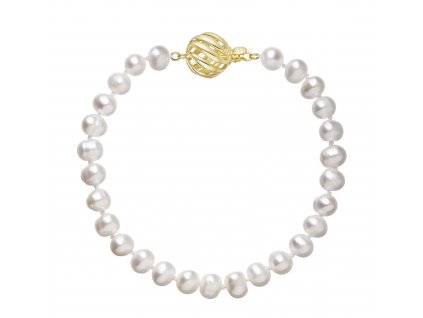 Perlový náramek z říčních perel se zapínáním ze 14 karátového zlata 923001.1/9264A bílý
