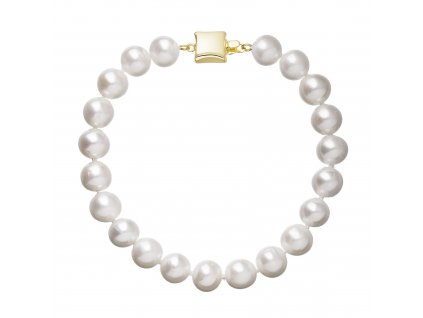 Perlový náramek z říčních perel se zapínáním ze 14 karátového zlata 923003.1/9268A bílý