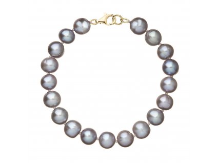 Perlový náramek z říčních perel se zapínáním ze 14 karátového zlata 923010.3/9260 grey