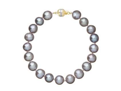 Perlový náramek z říčních perel se zapínáním ze 14 karátového zlata 923010.3/9266A grey