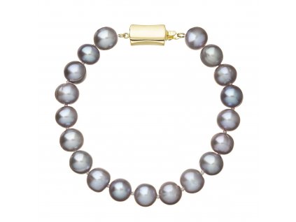 Perlový náramek z říčních perel se zapínáním ze 14 karátového zlata 923010.3/9267A grey