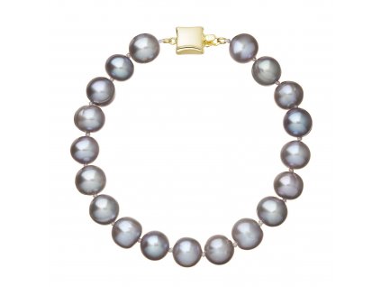 Perlový náramek z říčních perel se zapínáním ze 14 karátového zlata 923010.3/9268A grey