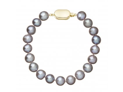 Perlový náramek z říčních perel se zapínáním ze 14 karátového zlata 923010.3/9269A grey