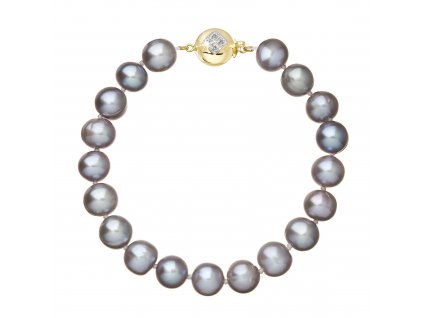 Perlový náramek z říčních perel se zapínáním ze 14 karátového zlata 923010.3/9270A grey