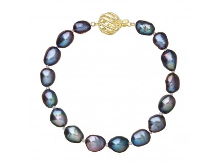 Perlový náramek z říčních perel se zapínáním ze 14 karátového zlata 923011.3/9264A peacock