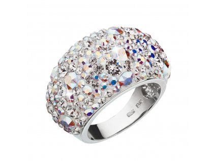 Stříbrný prsten s krystaly Swarovski crystaly ab 35028.2 ab efekt