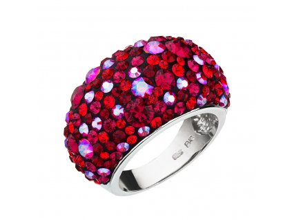 Stříbrný prsten s krystaly Swarovski červený 35028.3 cherry