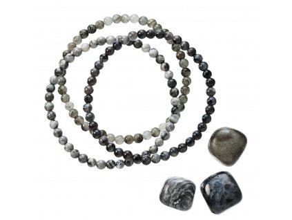 Náramky s minerálními kameny labradorite, jaspis 43043.3 černý