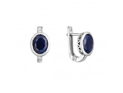 Stříbrné náušnice s pravými kameny temně modré 11493.3 dark sapphire