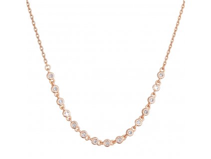 Pozlacený stříbrný ROSE náhrdelník s malými zirkony 12094.1 crystal