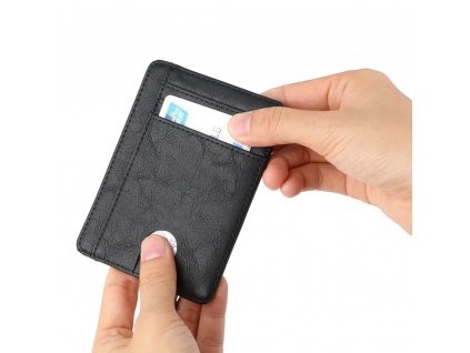 Tenké kožené pouzdro na kreditní karty černé