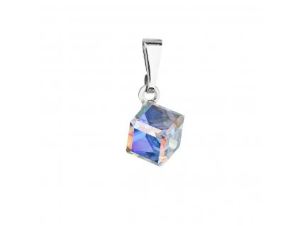 Přívěsek bižuterie se Swarovski krystaly AB efekt kostička 54019.2