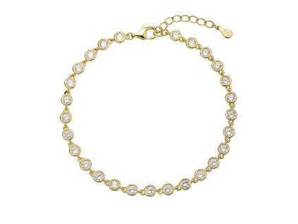29975 pozlaceny stribrny naramek retizek osazeny kulatymi zirkony bily 13027 1 crystal