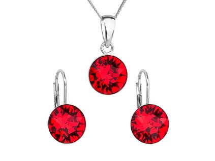17390 sada sperku s krystaly swarovski nausnice retizek a privesek cervene kulate 39140 3