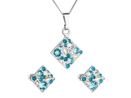 17363 sada sperku s krystaly swarovski nausnice retizek a privesek modry kosoctverec 39126 3 turquoise