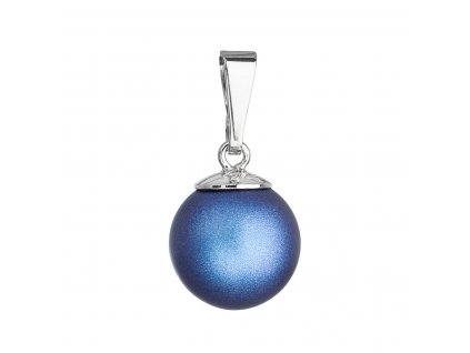 Stříbrný přívěšek s kulatou tmavě modrou matnou Swarovski perlou 34150.3