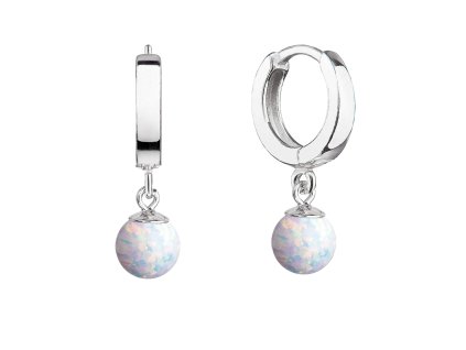 28883 stribrne nausnice kruhy s bilym syntetickym opalem 11404 1 white