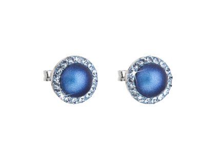 21245 stribrne nausnice pecka s krystaly swarovski a tmave modrou matnou perlou kulate 31214 3