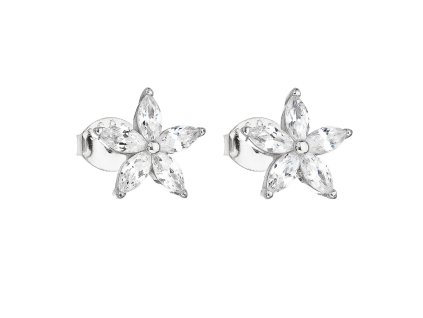 23090 stribrne nausnice pecka se zirkonem bila kyticka 11069 1