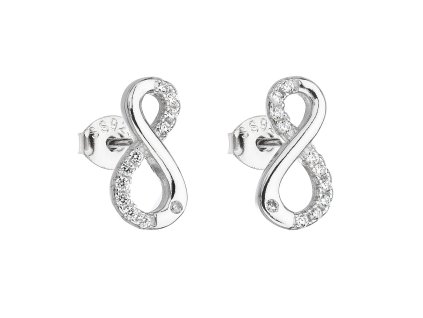 23063 stribrne nausnice pecka se zirkonem bile nekonecno 11017 1