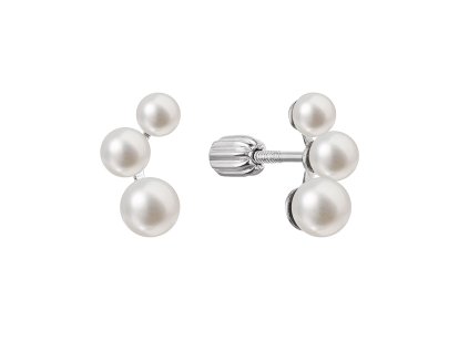 29648 stribrne nausnice pecky s tremi bilymi ricnimi perlami 21101 1b