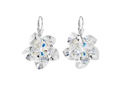 16499 stribrne nausnice visaci s krystaly swarovski bila kyticka 31130 1