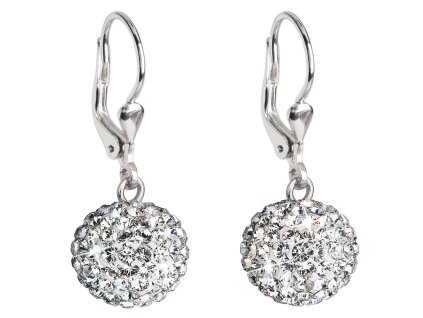 16316 stribrne nausnice visaci s krystaly swarovski bile kulate 31109 1