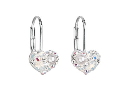 20186 stribrne nausnice visaci s krystaly swarovski bile srdce 31125 9