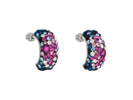 17678 stribrne nausnice visaci s krystaly swarovski mix barev pulkruh 31164 4 galaxy