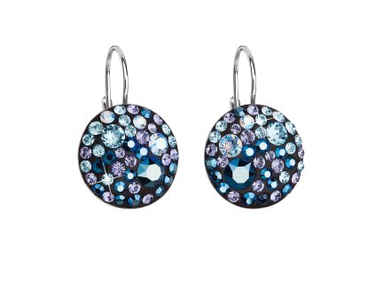 25769 stribrne nausnice visaci s krystaly swarovski modre kulate 31176 3 blue style
