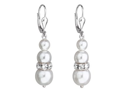 17441 stribrne nausnice visaci se syntetickymi perlami a krystaly swarovski bile kulate 31150 1
