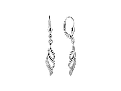 32987 stribrne nausnice visaci se zirkony bile vlnky 11550 1 crystal