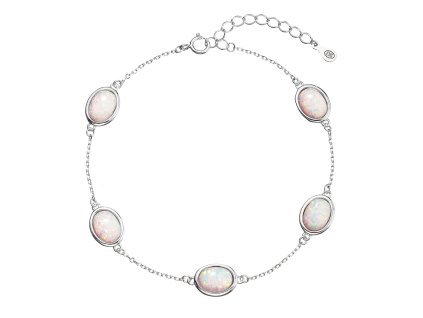 31289 stribrny naramek se syntetickymi opaly bily oval 13030 1 white
