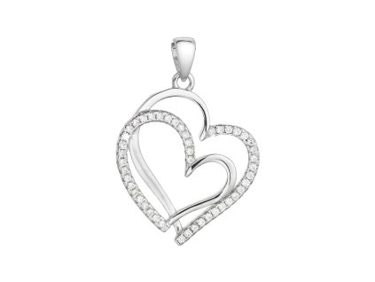 31133 stribrny privesek dve srdicka se zirkony v bile barve 14018 1