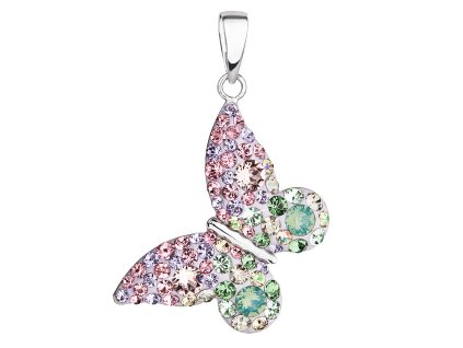 19877 stribrny privesek s krystaly swarovski mix barev motyl 34192 3 sakura