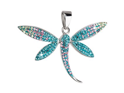 16826 stribrny privesek s krystaly swarovski modro zelena vazka 34164 3