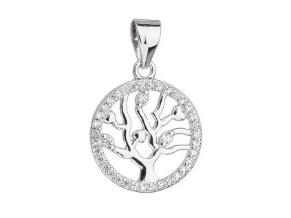 23399 stribrny privesek se zirkony v bile barve strom zivota 14003 1