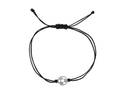 33068 textilni naramek kabbalah cerny se stribrnym fotbalovym micem 13057 3 black