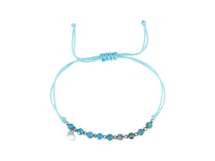 33131 textilni naramek tyrkysovy s koralky z apatitu 13059 3 apatite