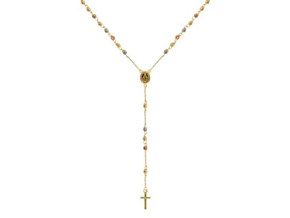 32219 zlaty 14 karatovy nahrdelnik ruzenec s krizem a medailonkem s pannou marii rz14 multi
