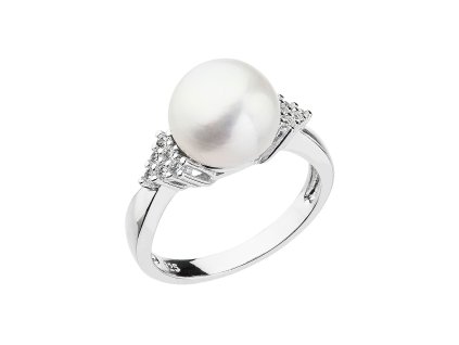 Stříbrný prsten s bílou říční perlou 25002.1 (Velikost 52 (ø16,6 mm))