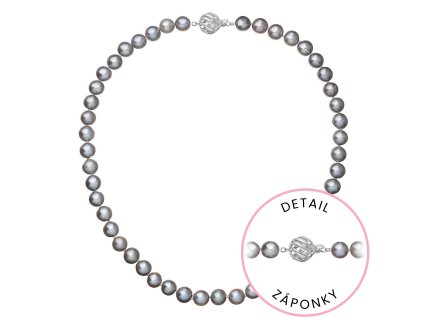 Perlový náhrdelník z říčních perel se zapínáním z bílého 14 karátového zlata 822028.3 grey (Záponky Bílé zlato 9264B)