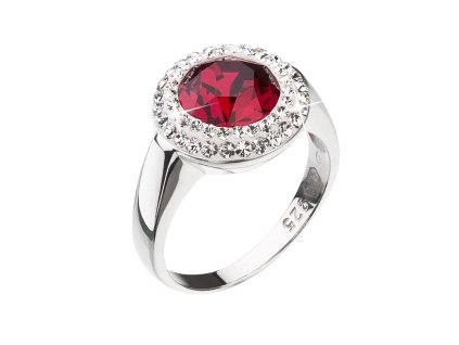 Stříbrný prsten s krystaly Swarovski červený kulatý 35026.3 (Velikost 52 (ø16,6 mm))